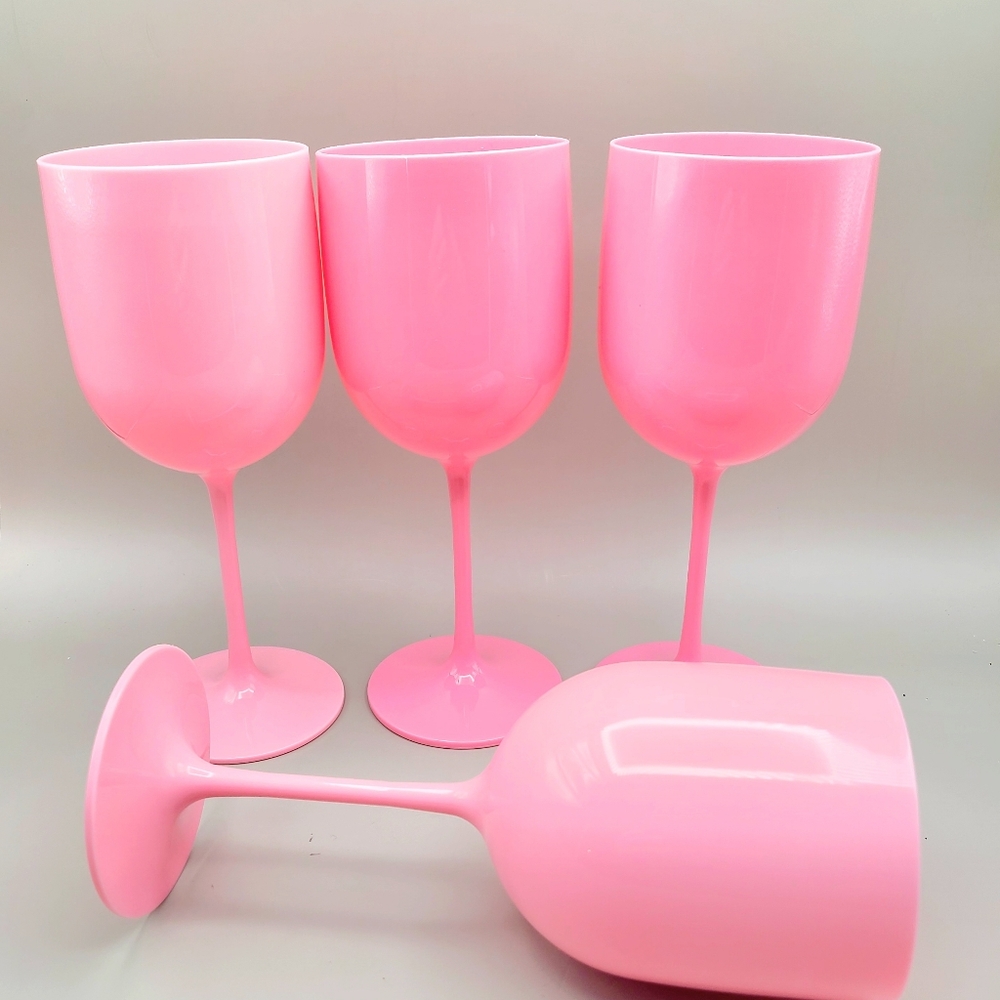 Hard Plastic Pink Champagne or Wine Glasses, Set of 4, NWOT